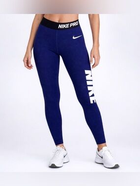 Nike Pro Dri-Fit Leggings Blue XS Women Athletic Compression Gym Training